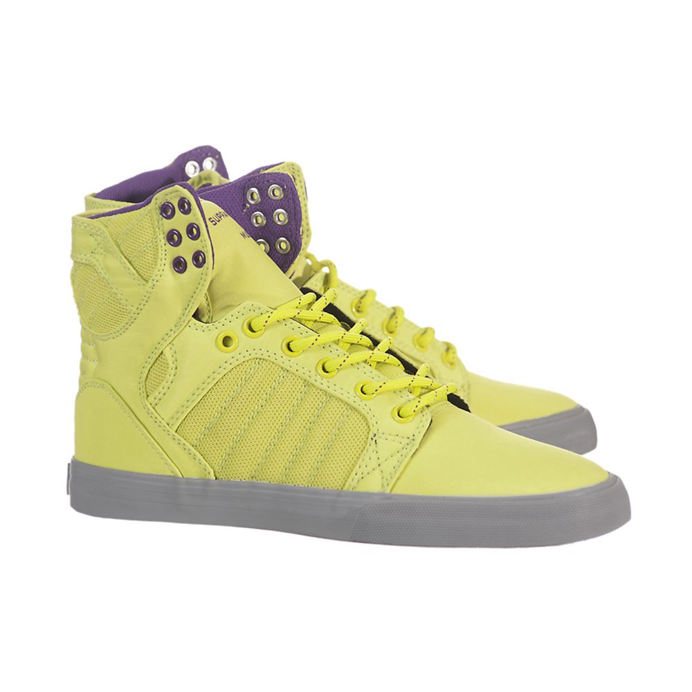 Baskets Montantes Supra SkyTop Jaune Acid Yellow/Light Grey Femme | ZAJ-43883085